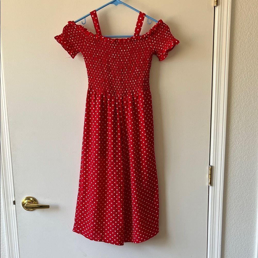 Iz Byer Girl Red and White Smocked Jumpsuit Size 7 GUC